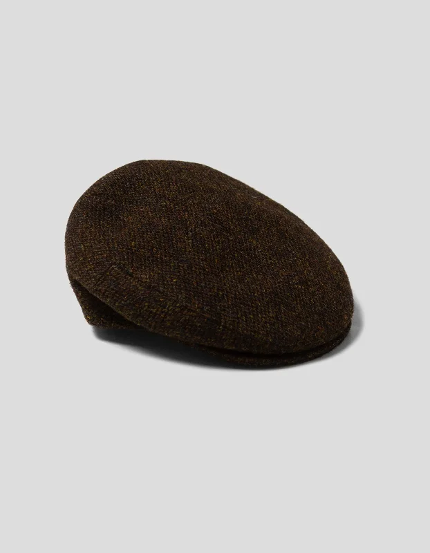 Oversized Fedora HatsHARRIS TWEED IVY CAP - BROWN MARL