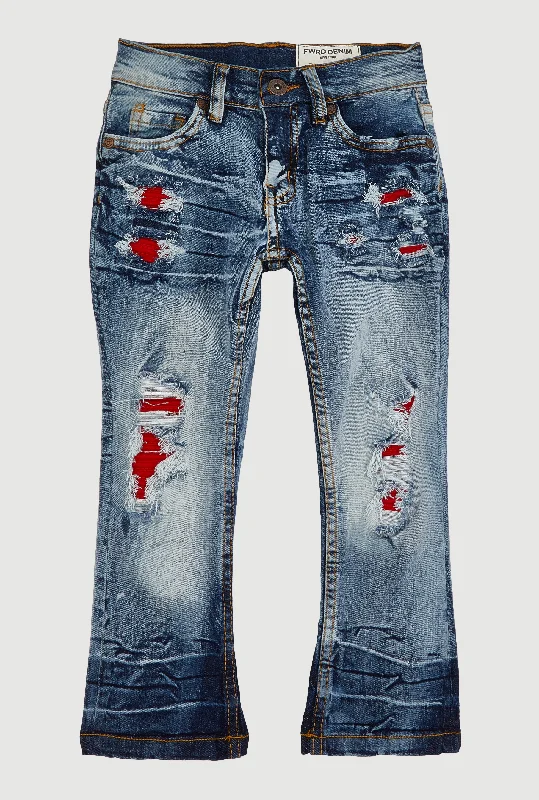Elegant Men's JeansToddler Boys Patch and Repair Distressed Slim Jeans