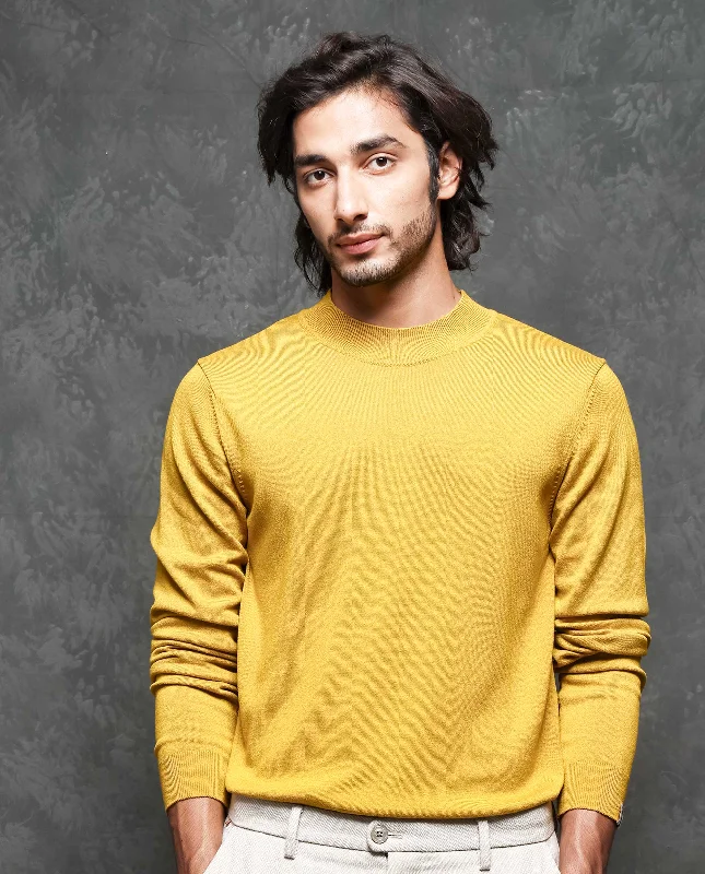 Men's Sweaters in Metallic ColorsRare Rabbit Mens Alfo 1 Mustard Sweater Viscose Nylon Fabric High Neck Knitted Full Sleeves Fitted Men's Sweaters in Metallic ColorsRare Rabbit Mens Alfo 1 Mustard Sweater Viscose Nylon Fabric High Neck Knitted Full Sleeves Fitted
