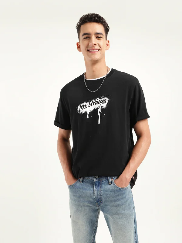 Warm Men's Fleece-Lined TopsMen's Brand Logo Oversized T-Shirt