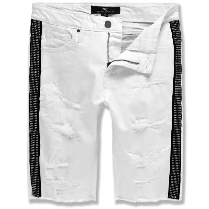 Trendy Men's Beach ShortsMen's Vegas Striped Denim Short In White