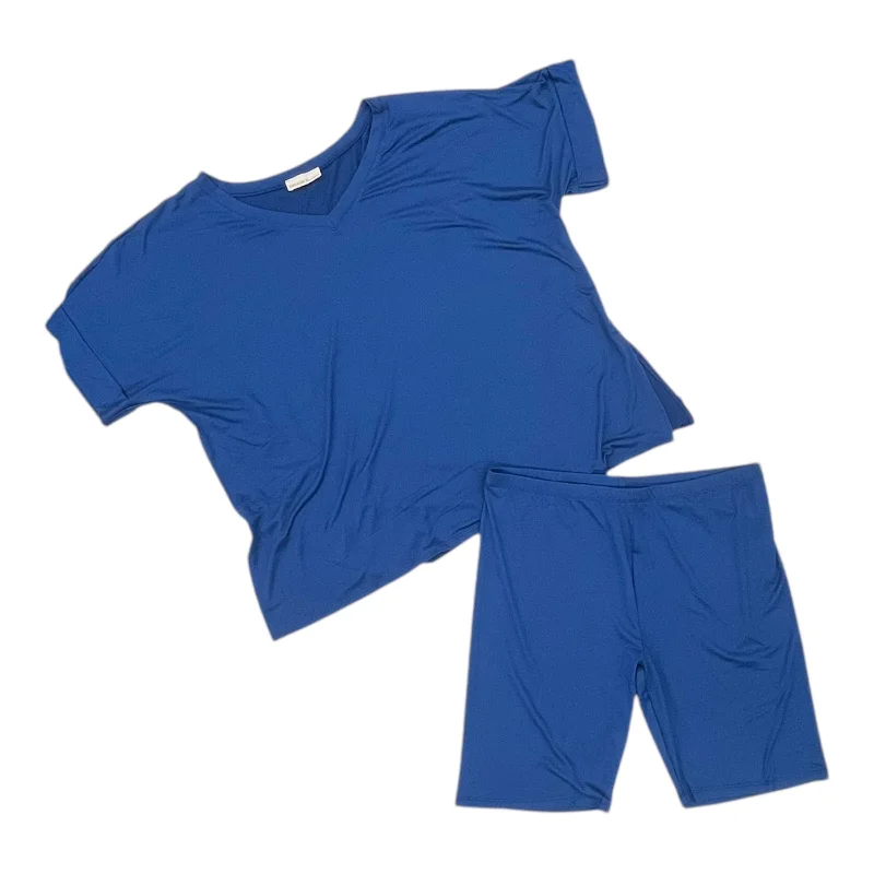 Men's Practical Cargo Work ShortsShorts Set By Zenana Outfitters In Blue, Size:3X