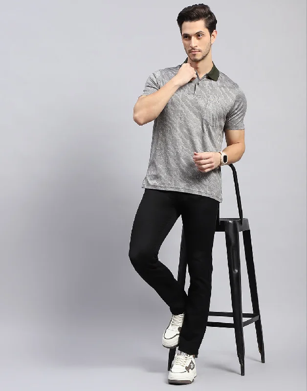Men's Shirts with Belt LoopsMen Black Stripe Polo Collar Half Sleeve T-Shirt