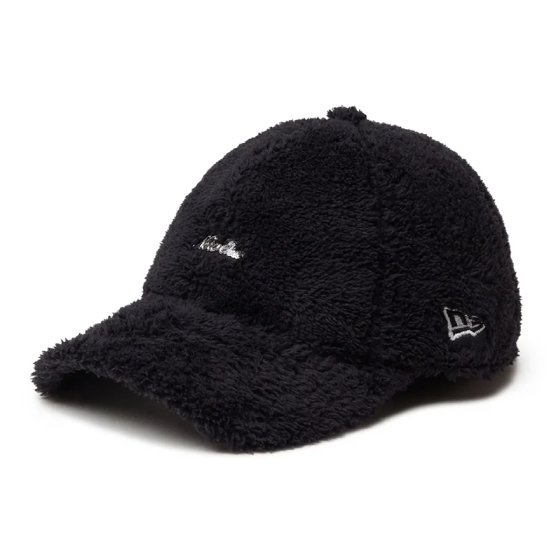 Youth Baseball HatsNew Era Japan Mink Fleece Script Logo Black 9TWENTY Adjustable Cap