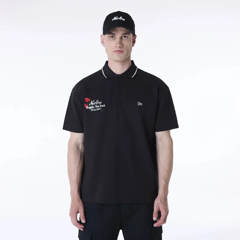 Stylish Men's HenleysNew Era Floral Polo Black T-Shirt