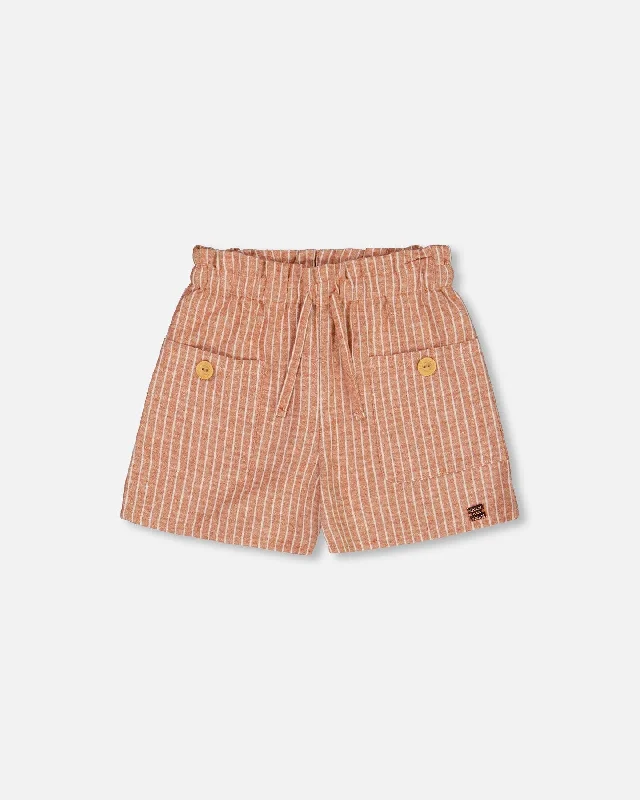 Tailored Men's Chino ShortsLinen Short With Pockets Old Orange Pink