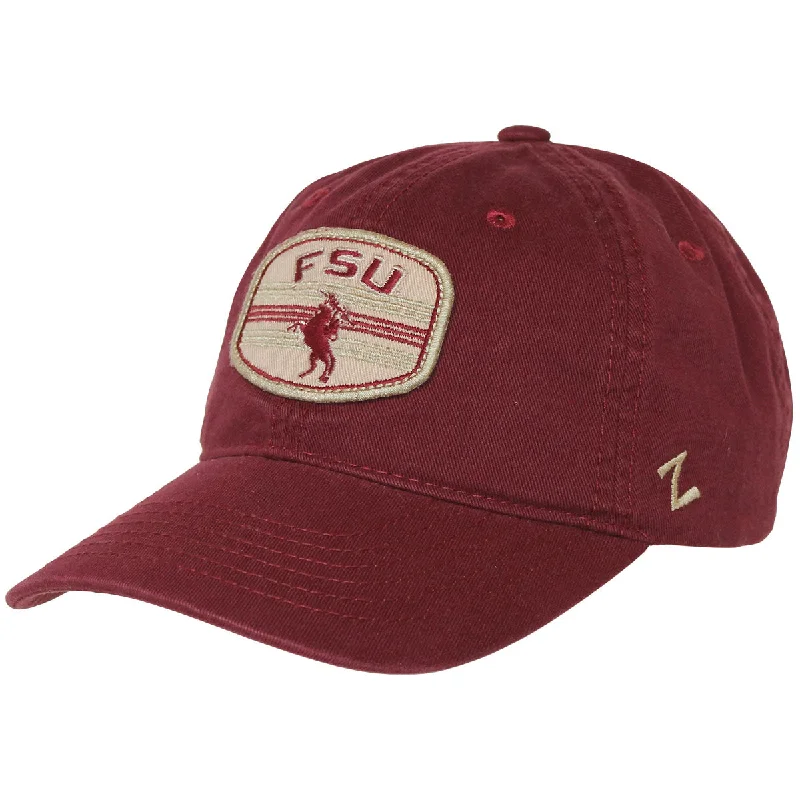 Fashionable Fedora HatsZephyr FSU Unconquered Silhouette Patch Adjustable Cap - Garnet