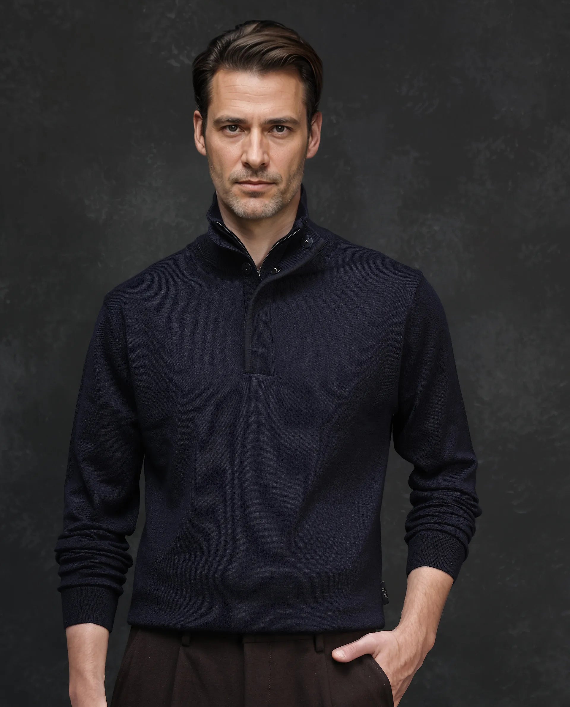 Men's Sweaters with Pockets and ZippersRare Rabbit Men's Johny Navy Acrylic Wool Fabric Full Sleeve Mandarin Collar Snap Button Closure Plain Sweater Men's Sweaters with Pockets and ZippersRare Rabbit Men's Johny Navy Acrylic Wool Fabric Full Sleeve Mandarin Collar Snap Button Closure Plain Sweater