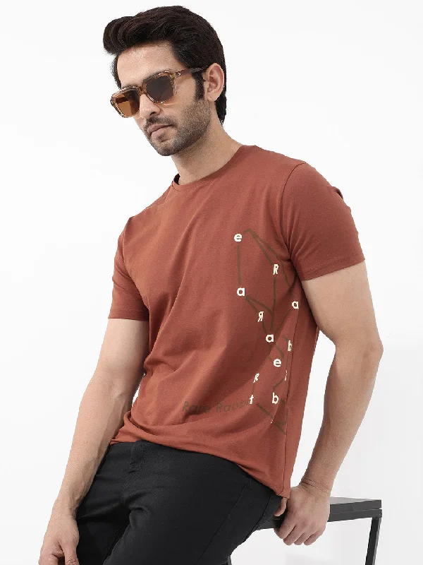 Men's Shirts with Moisture-Wicking FabricRare Rabbit Articale Mens Magnus Dusky Rust Cotton Polyester Fabric Short Sleeve Crew Neck Slim Fit Printed T-Shirt Men's Shirts with Moisture-Wicking FabricRare Rabbit Articale Mens Magnus Dusky Rust Cotton Polyester Fabric Short Sleeve Crew Neck Slim Fit Printed T-Shirt