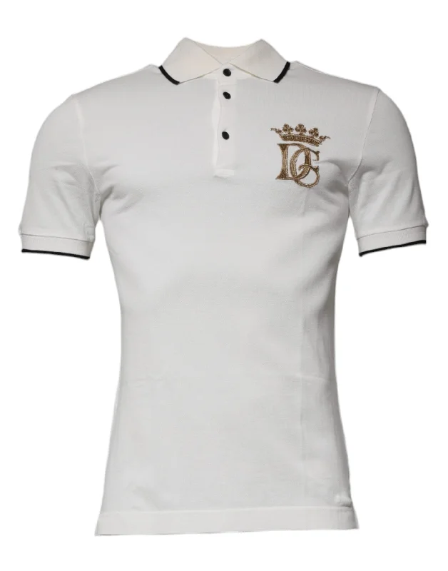 Men's Shirts with Contrast CollarsDolce & Gabbana ivory Crown Cotton Colla Polo Men's T-shirt (Pre-Owned) Men's Shirts with Contrast CollarsDolce & Gabbana ivory Crown Cotton Colla Polo Men's T-shirt (Pre-Owned)