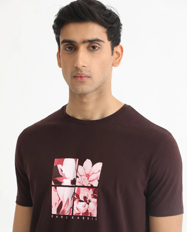 Men's Shirts with Full PlacketsRare Rabbit Men's Edis Maroon Crew Neck Floral Discharge Print Graphic Half Sleeves T-Shirt Men's Shirts with Full PlacketsRare Rabbit Men's Edis Maroon Crew Neck Floral Discharge Print Graphic Half Sleeves T-Shirt
