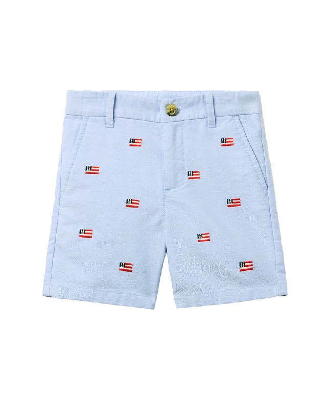 Men's Fashionable Cuffed ShortsJanie and Jack Embroidered Flag Oxford Short