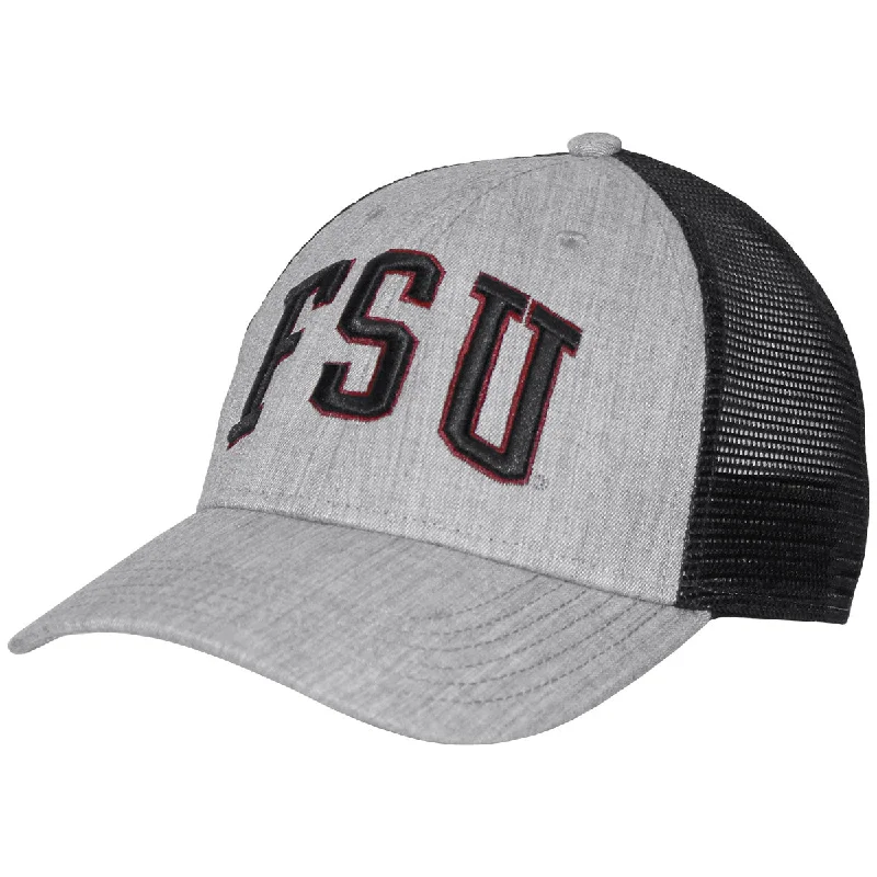 Colorful Straw HatsLegacy FSU Two-Tone Logo Adjustable Snapback Trucker Cap - Heather Grey/Black