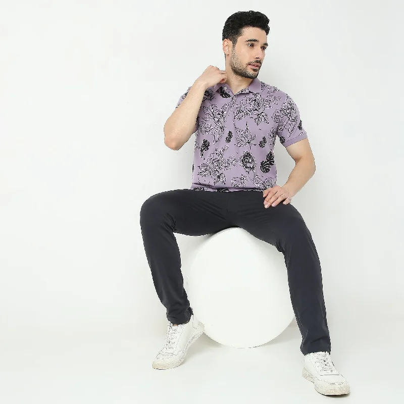 Men's Shirts with Striped PatternsRegular Fit Printed Polo T-Shirt