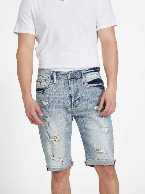 Men's Short-Sleeve Matching ShortsEco Abby Distressed Straight Denim Shorts
