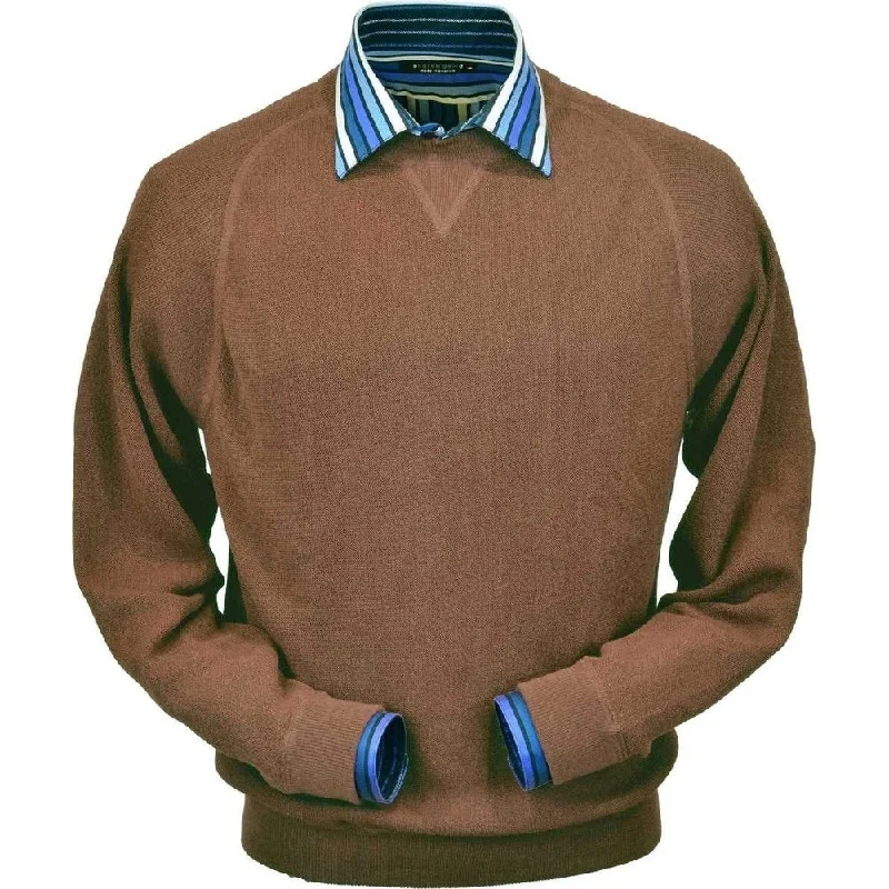Men's Sweaters with Checkerboard PatternsBaby Alpaca 'Links Stitch' Sweatshirt-Style Crew Neck Sweater in Camel by Peru Unlimited Men's Sweaters with Checkerboard PatternsBaby Alpaca 'Links Stitch' Sweatshirt-Style Crew Neck Sweater in Camel by Peru Unlimited