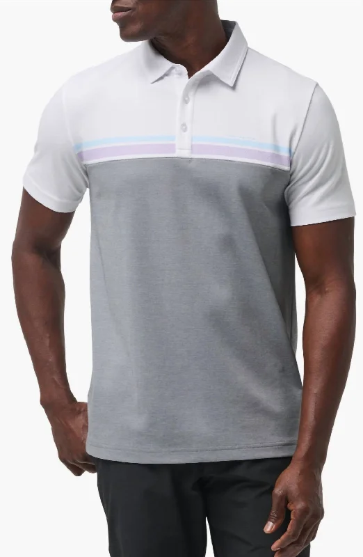 Durable Men's Work ShirtsFirst Timer Stripe Colorblock Polo Shirt In White