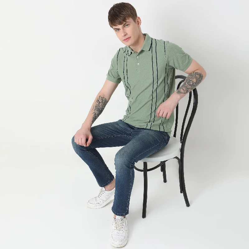 Men's Shirts for FishingRegular Fit Striped Polo T-Shirt