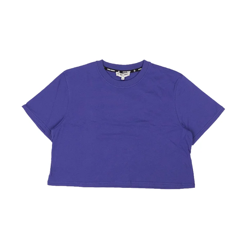 Men's Shirts with Appliqué DetailsViolet Cotton Blank Cropped T-Shirt