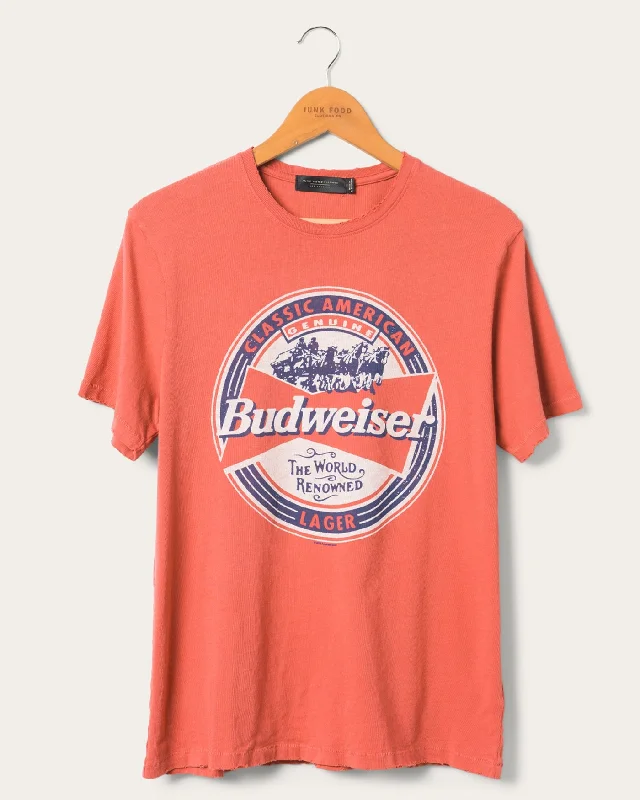 Men's Shirts with Asymmetrical HemlinesBudweiser Classic American Vintage Tee