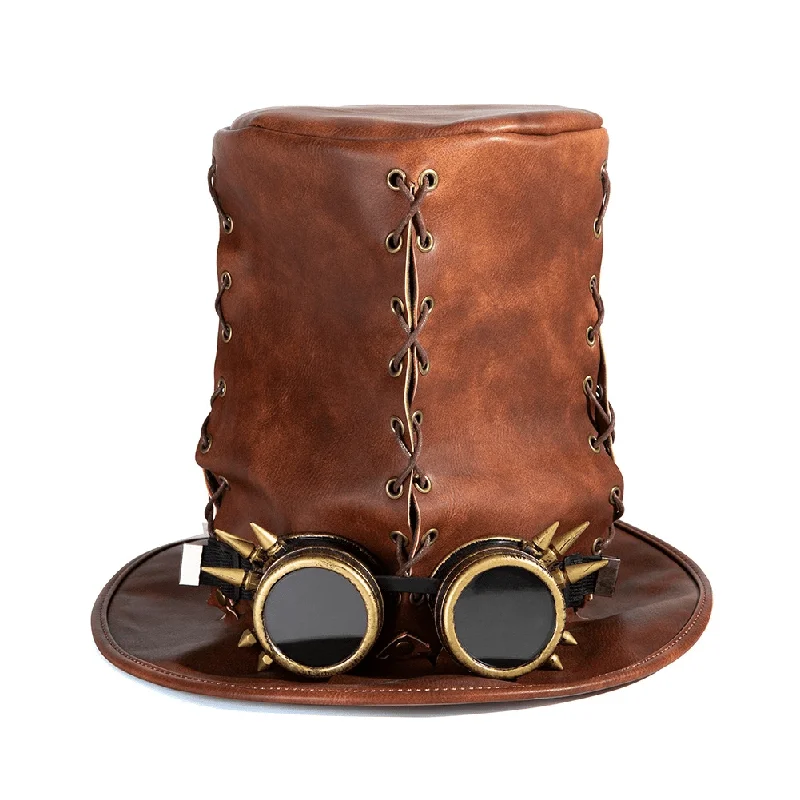 Casual Beanie CapsMen's Steampunk Sutural High Hat with Glasses
