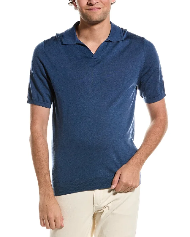 Men's Shirts with Velcro ClosuresReiss Duchie Merino Wool Open Collar Polo Shirt