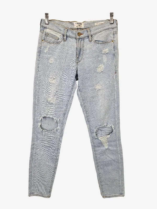 Classic Men's Jeans StyleFrame Denim Skinny Distressed Pale Blue Denim Jeans Size 8