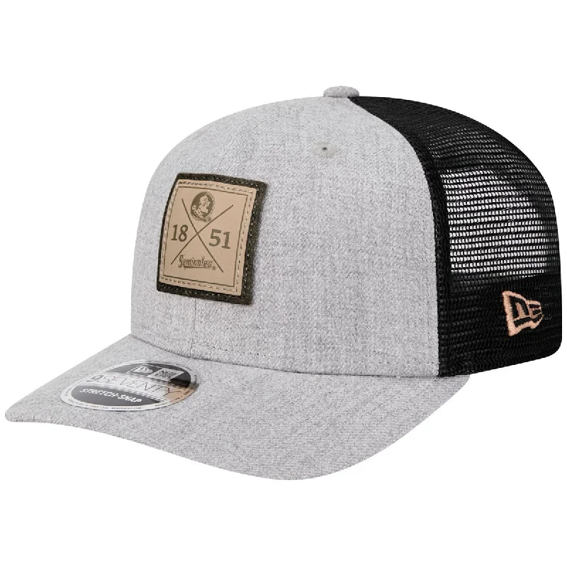 Wide-Brimmed Beach HatsNew Era Seminole Logo 1851 Patch 970SS Adjustable Trucker Cap - Heather Grey/Black Wide-Brimmed Beach HatsNew Era Seminole Logo 1851 Patch 970SS Adjustable Trucker Cap - Heather Grey/Black