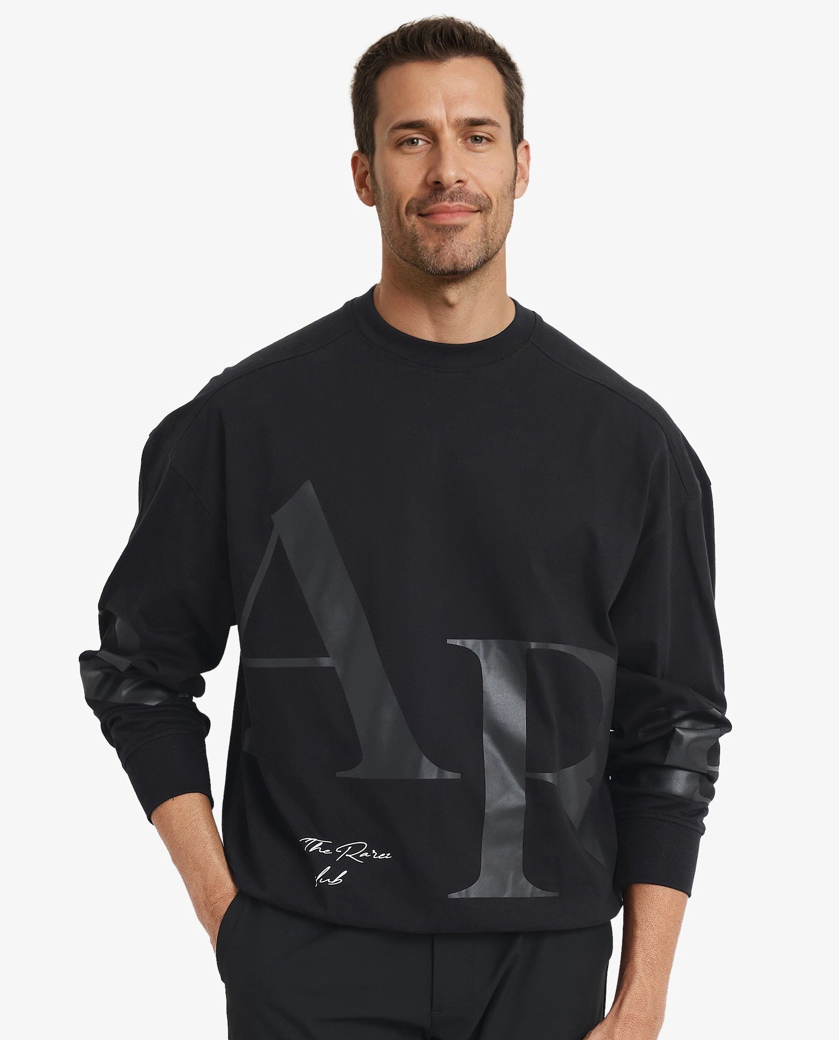 Men's Shirts with Belt LoopsRare Rabbit Men Cloven Black Full Sleeve Crew Neck Boxy Fit Overall Printed Sweatshirt Men's Shirts with Belt LoopsRare Rabbit Men Cloven Black Full Sleeve Crew Neck Boxy Fit Overall Printed Sweatshirt