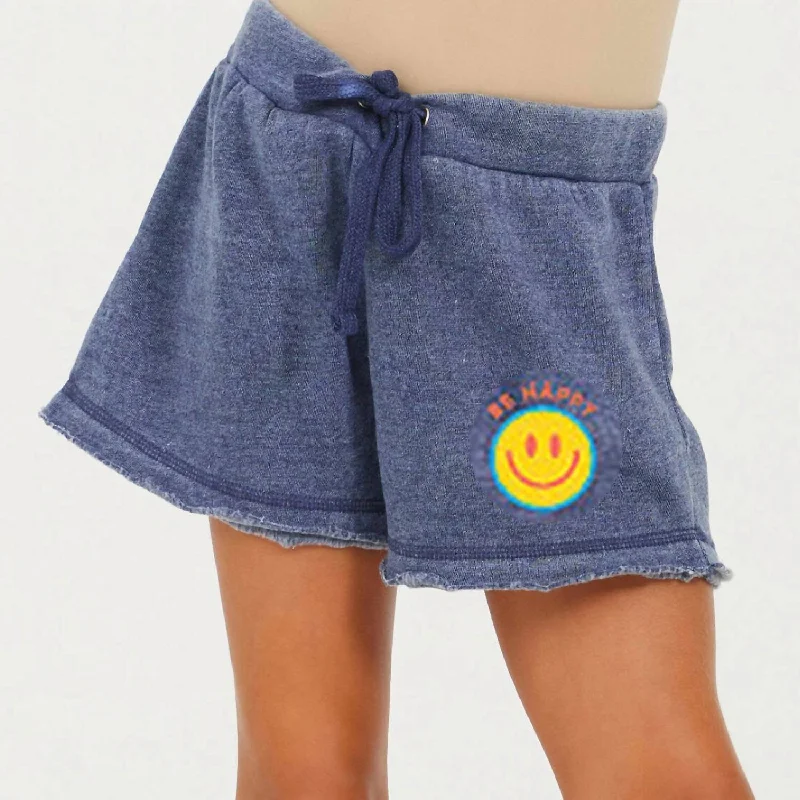 Weather-Adaptive Men's ShortsGirl's Burnout Be Happy Smiley Short In Navy