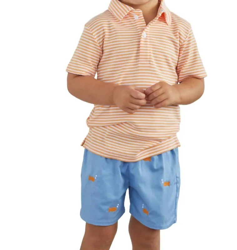 Elegant and Refined Men's Dress and Office ShortsEmbroidered Basic Short In Goldfish Elegant and Refined Men's Dress and Office ShortsEmbroidered Basic Short In Goldfish
