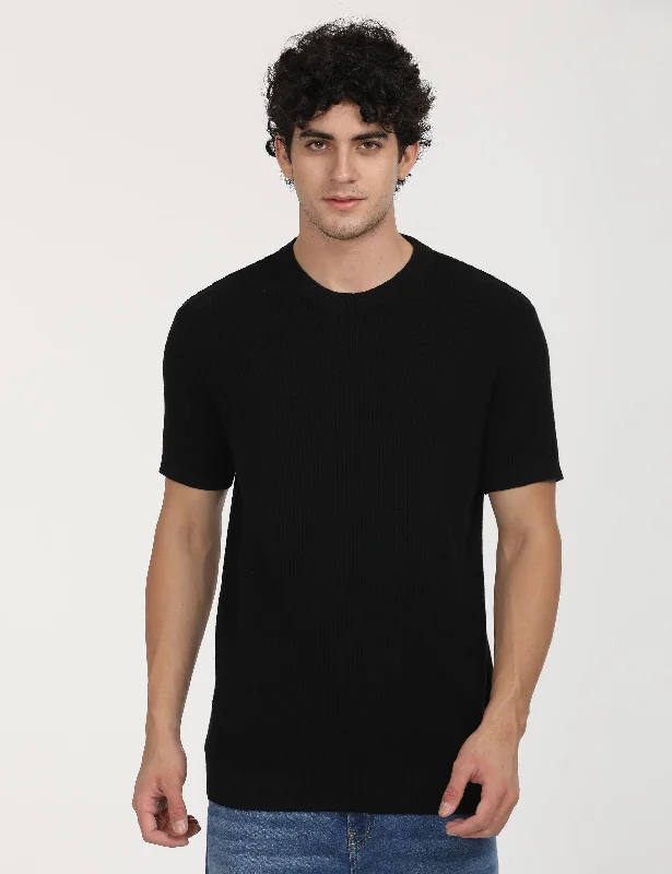 Men's Shirts with Hook-and-Loop ClosuresMen's Textured Slim Fit T-Shirt