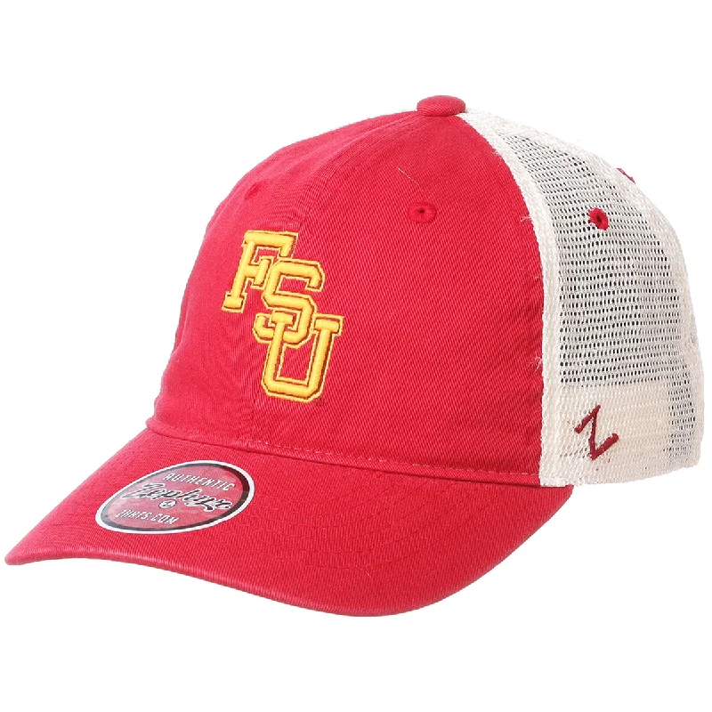 Retro Fedora CapsZephyr College Vault Stacked FSU Adjustable Relaxed Fit Mesh Trucker Hat - Garnet Retro Fedora CapsZephyr College Vault Stacked FSU Adjustable Relaxed Fit Mesh Trucker Hat - Garnet
