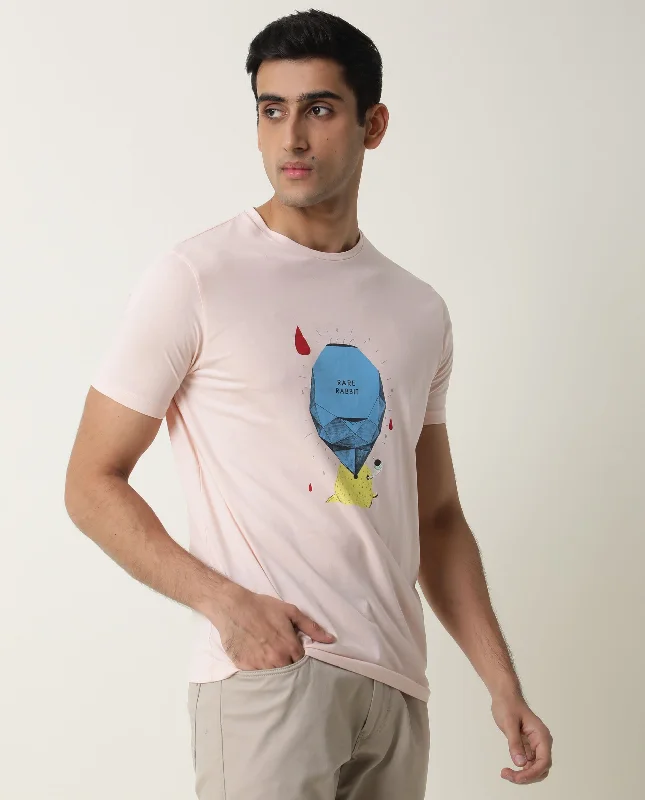 Men's Shirts for Outdoor ActivitiesRare Rabbit Men's Dunnii Pink T-Shirt Cotton Fabric Slim Fit Crew Neck Half Sleeves Men's Shirts for Outdoor ActivitiesRare Rabbit Men's Dunnii Pink T-Shirt Cotton Fabric Slim Fit Crew Neck Half Sleeves