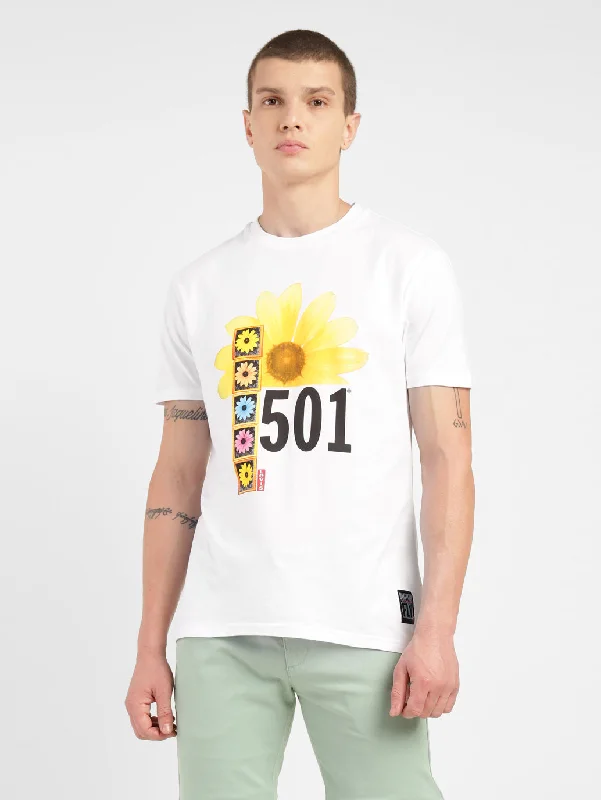 Comfortable Men's Polo ShirtsMen's Graphic Print Slim Fit T-shirt White
