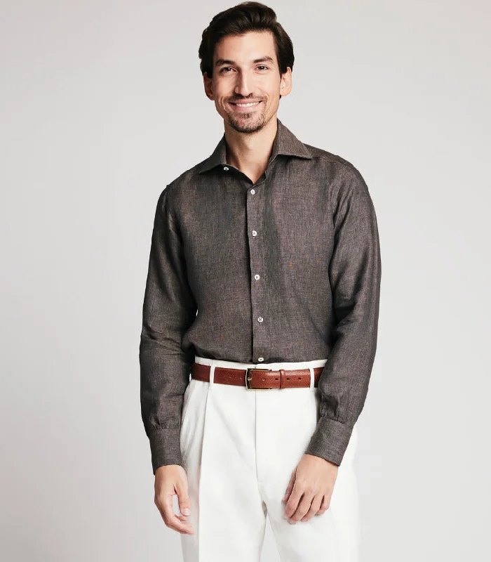 Men's Long-Sleeve Shirts for Year-Round WearBrown Linen Shirt