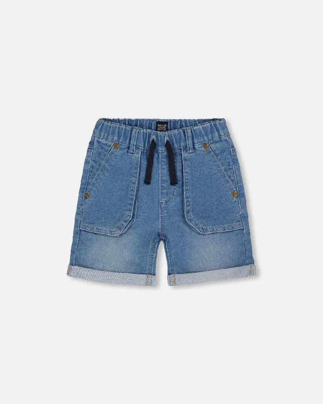 Short-Inseam Men's Dress and Chino ShortsFrench Terry Denim Short Denim Blue
