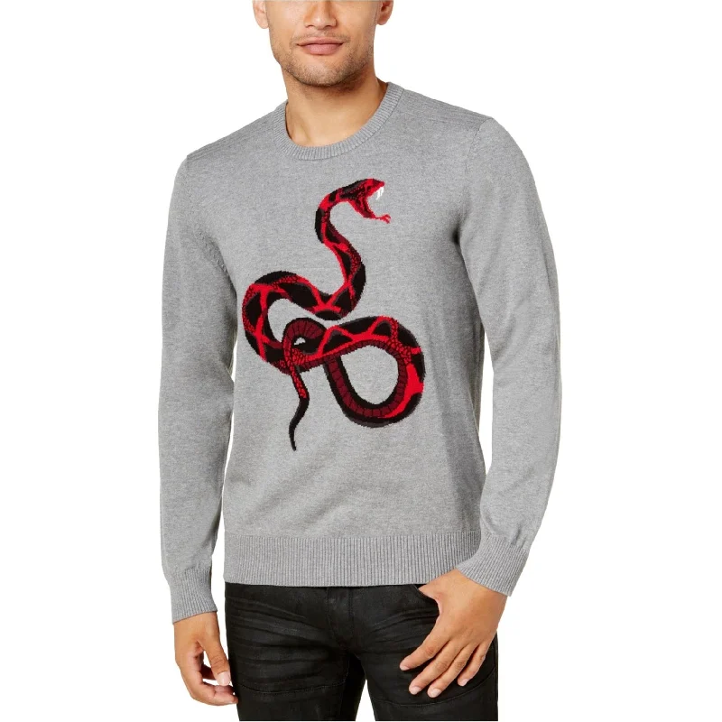 Comfortable Men's Cotton SweatersI-N-C Mens Intarsia Knit Snake Pullover Sweater
