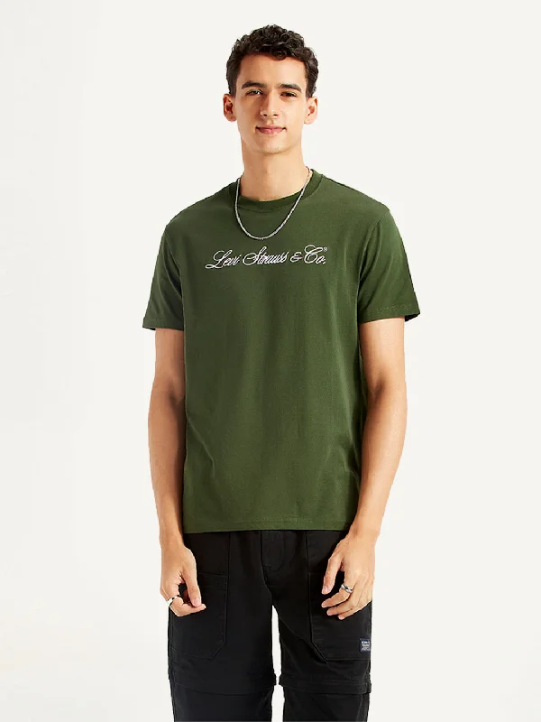 Men's Dressy Shirts for Formal EventsMen's Typographic Print Slim Fit T-shirt