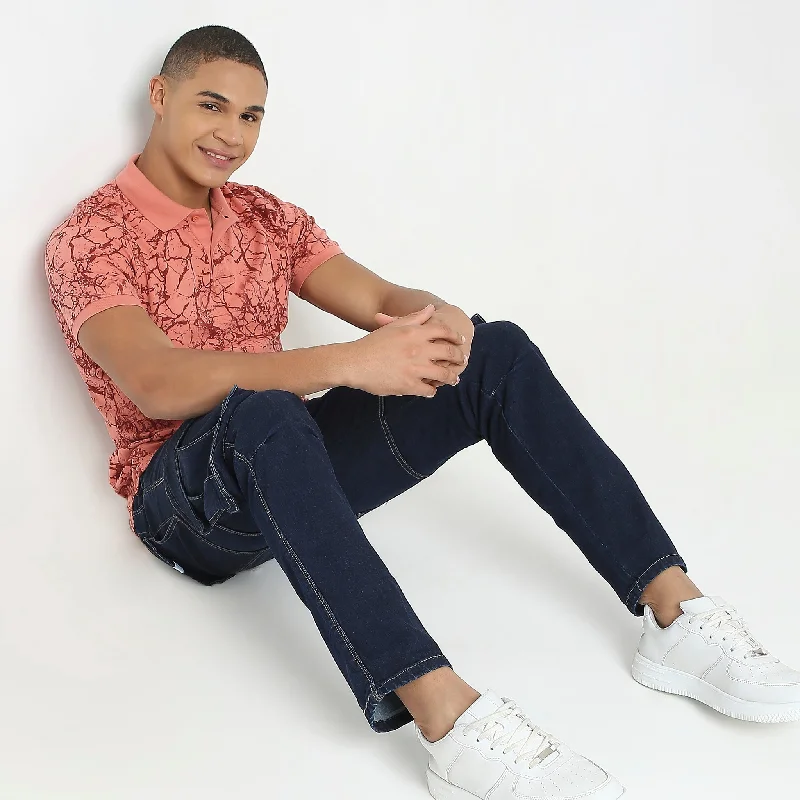 Men's Shirts with Adjustable CuffsRegular Fit Printed Polo T-Shirt