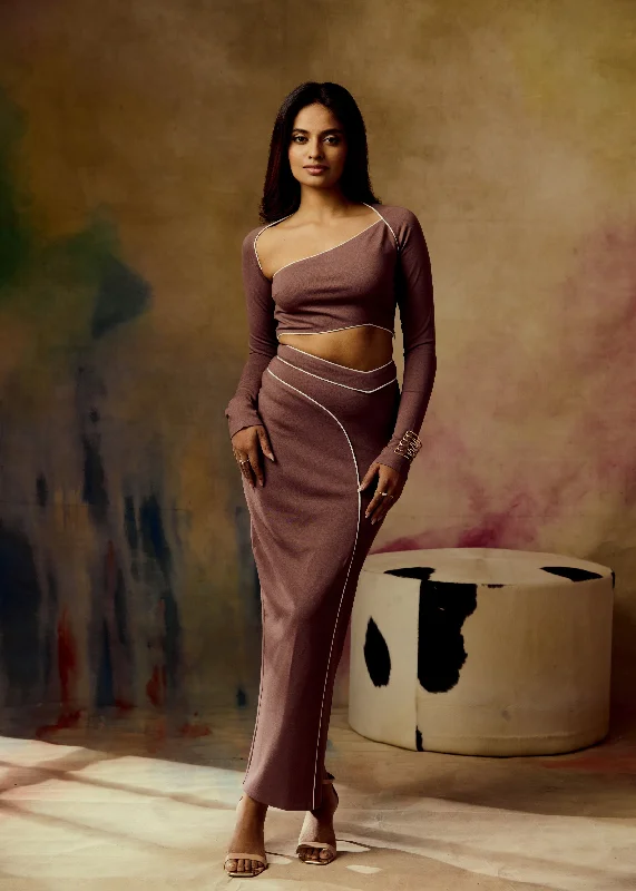 Men's Jeans in Unique PatternsVienne Brown Bodycon Maxi Skirt