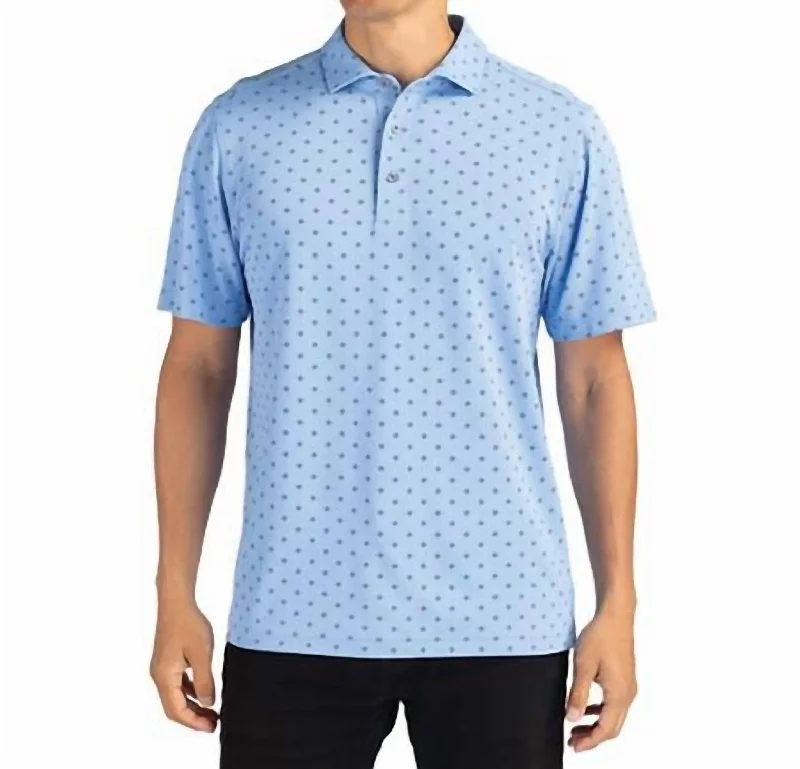 Men's Shirts with Appliqué DetailsVirtue Eco Pique Tile Print Polo Shirt In Atlas