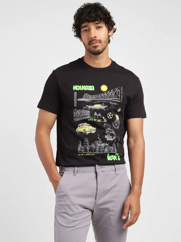 Men's Shirts with Embellished CollarsMen's Graphic Print Slim Fit T-shirt