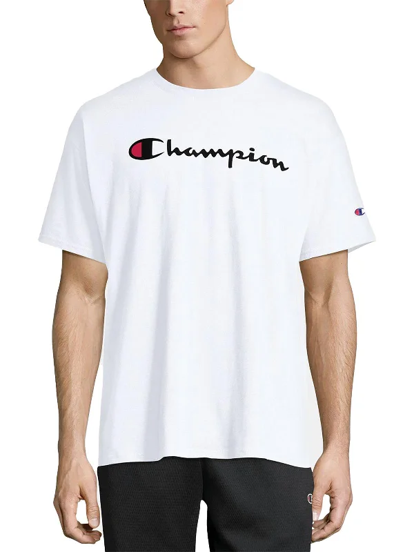 Men's Shirts with Ruffled HemlinesMens Heathered Crew Neck Logo T-Shirt