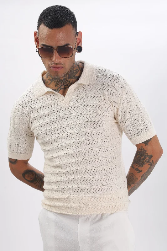 Men's Shirts with High NecksChevron Classic Cream  Polo T-shirt