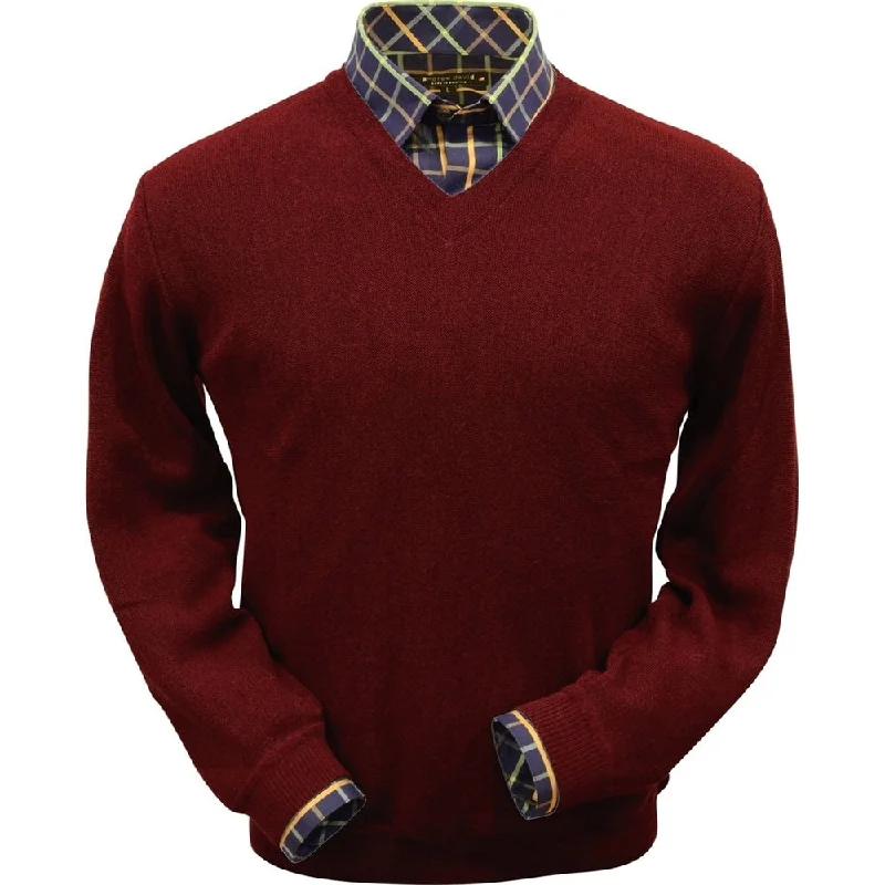 Durable Men's Acrylic SweatersBaby Alpaca 'Links Stitch' V-Neck Sweater in Dark Burgundy by Peru Unlimited Durable Men's Acrylic SweatersBaby Alpaca 'Links Stitch' V-Neck Sweater in Dark Burgundy by Peru Unlimited