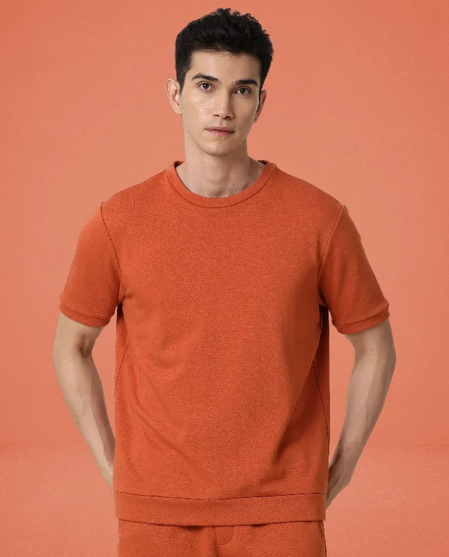 Men's Shirts with Patchwork SleevesSweat Tee Tangy Orange Men