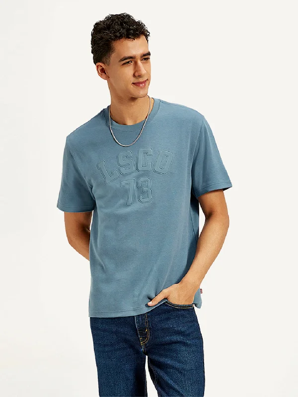 Men's Dressy Shirts for Formal EventsMen's Typographic Print Crew Neck T-Shirt