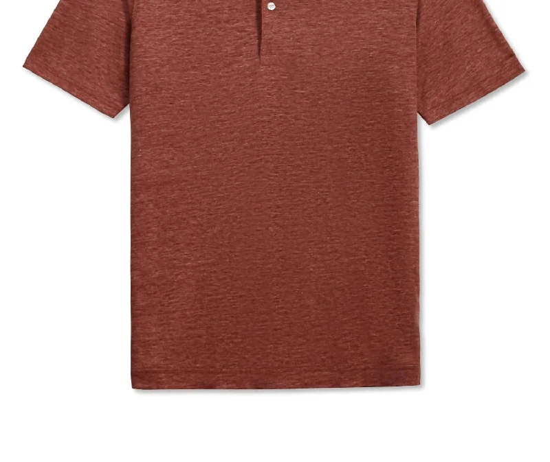 Men's Long-Sleeved ShirtsMen's Linen Melange Polo Shirt In Spice