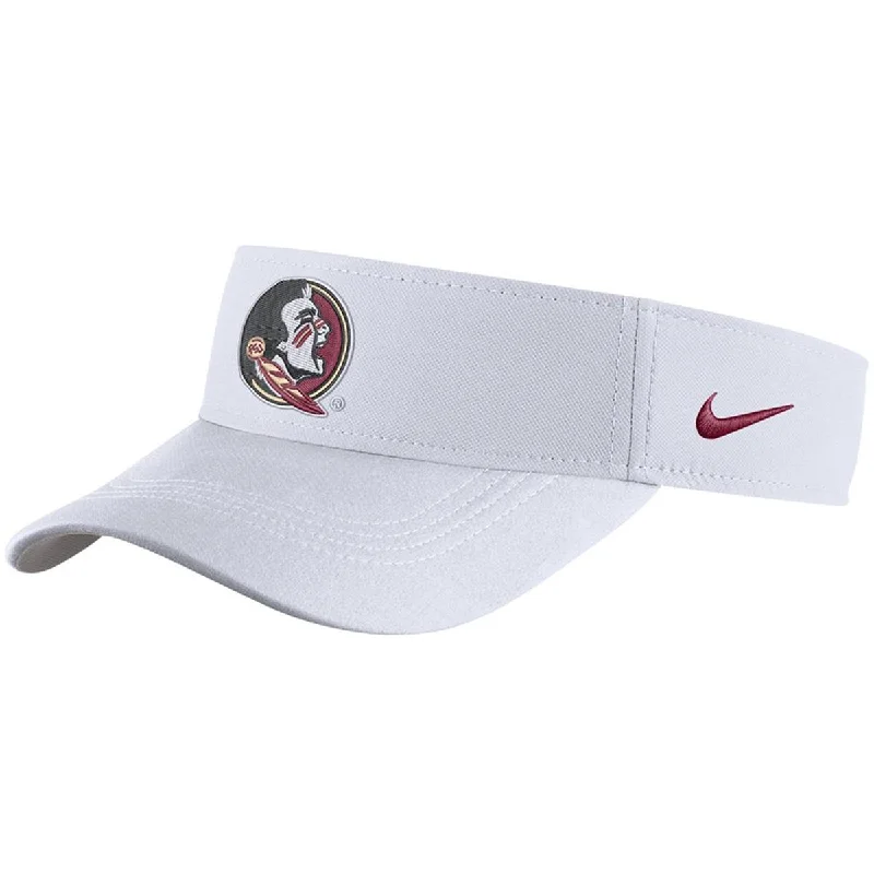 Adjustable Sun HatsNike Seminole Logo Dri-fit Adjustable Visor - White